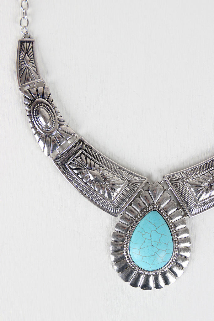 Hinged Panel Turquoise Pendant Necklace