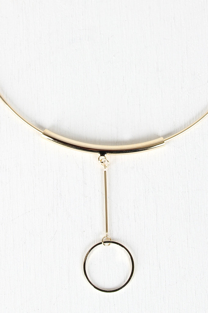 Metallic Circle Charm Choker