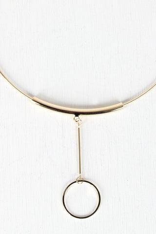 Metallic Circle Charm Choker