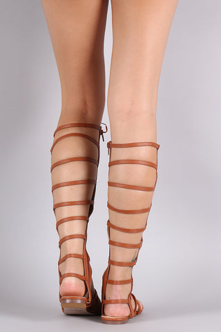 Strappy Lace Up Gladiator Flat Sandal