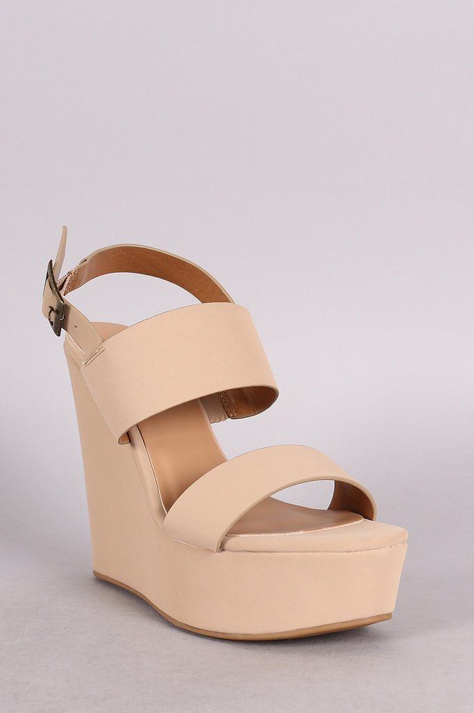 Bamboo Two Bands Open Toe Wedge