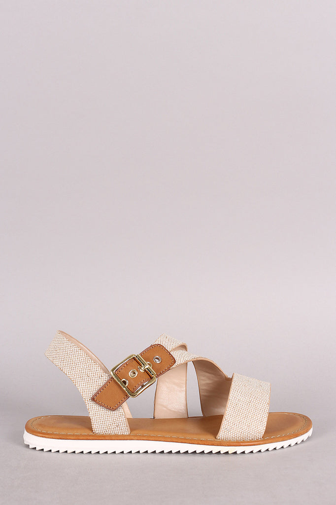 Bamboo Linen Slanted Lug Sole Flat Sandal