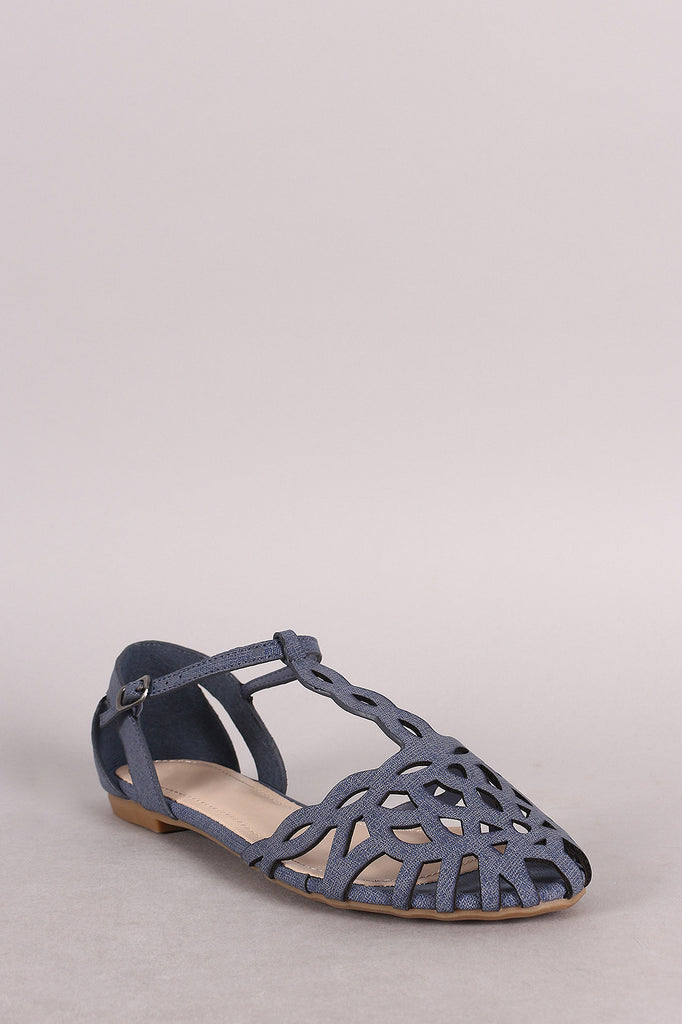 Bamboo Denim Cute Cutouts Dorsay Flat