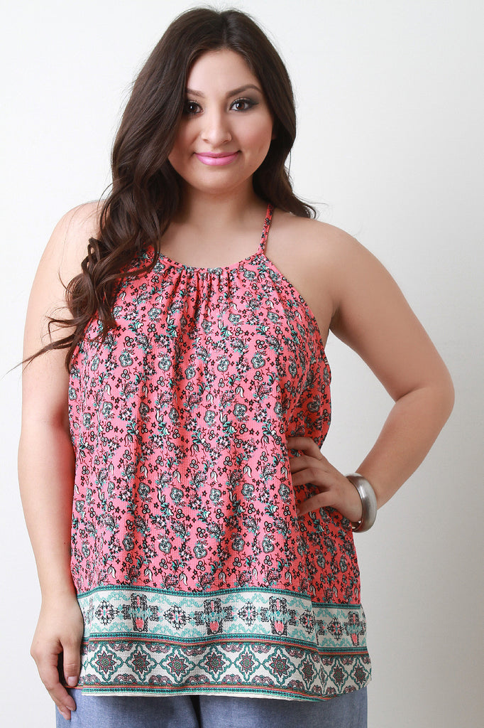 Sleeveless Floral Print Top