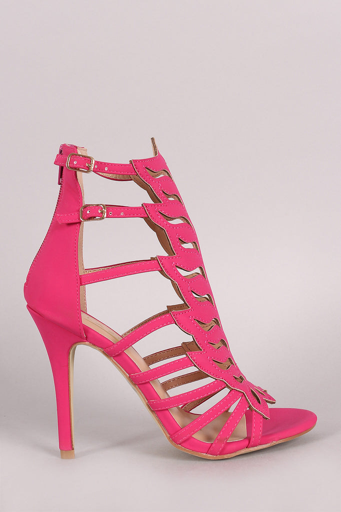 Nubuck Cutout Peep Toe Stiletto Heel