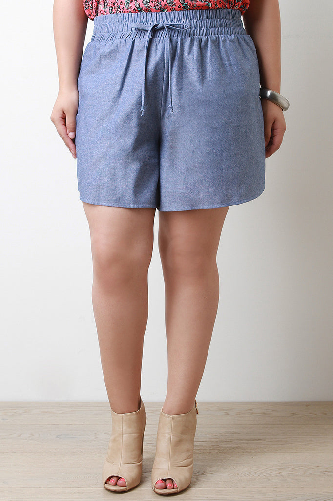 High Waist Chambray Shorts