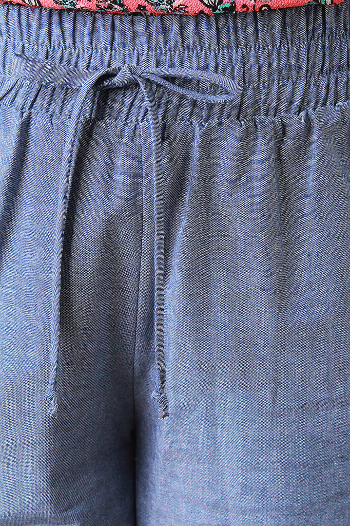 High Waist Chambray Shorts