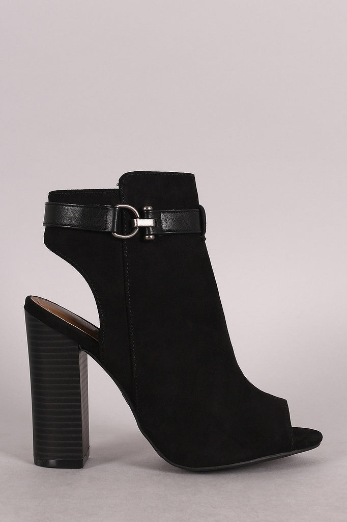 Bamboo Chic Peep Toe Buckled Booties