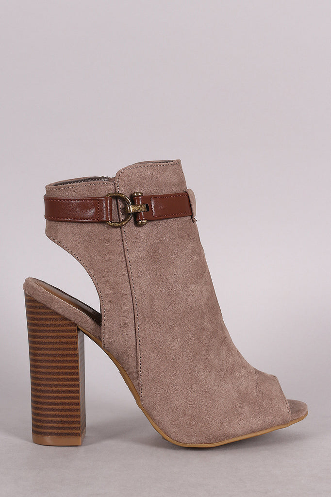 Bamboo Chic Peep Toe Buckled Booties