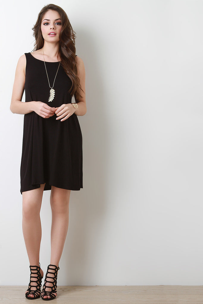 Sleeveless Strappy Back Shift Dress