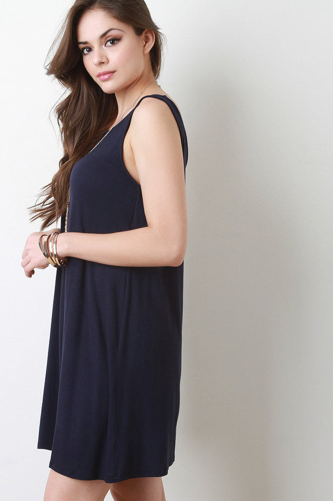 Sleeveless Strappy Back Shift Dress