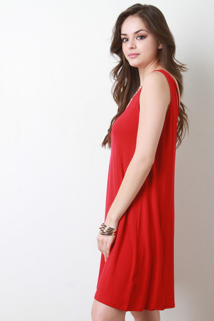 Sleeveless Strappy Back Shift Dress