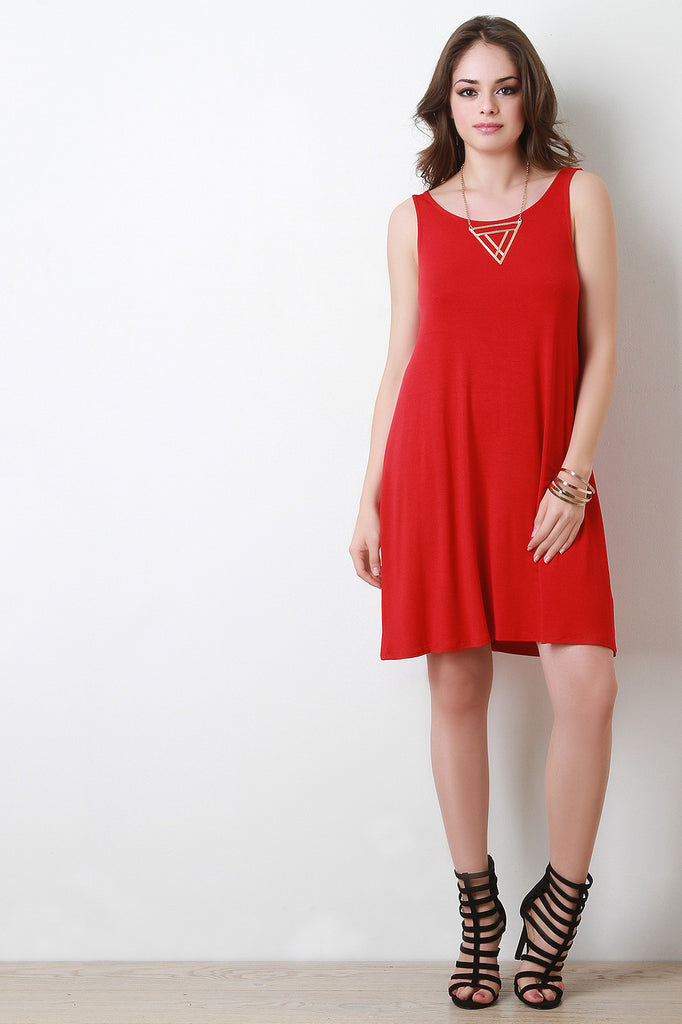 Sleeveless Strappy Back Shift Dress