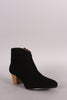 Qupid Suede Pointy Toe Chunky Heeled Booties