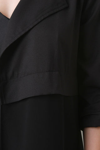 Open Front Roll-Up Sleeve Trench