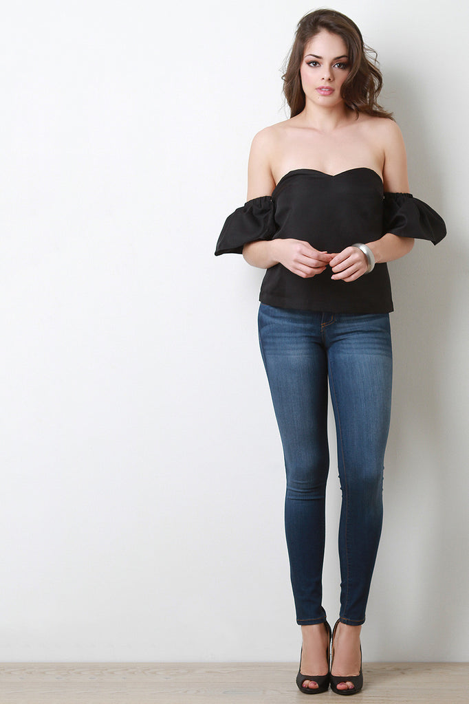 Strapless Bell Sleeve Tube Top