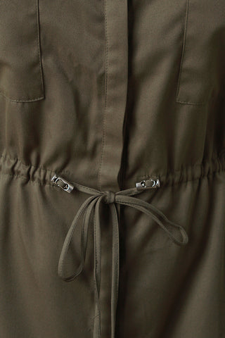 Sleeveless Military Shirt Maxi Dress