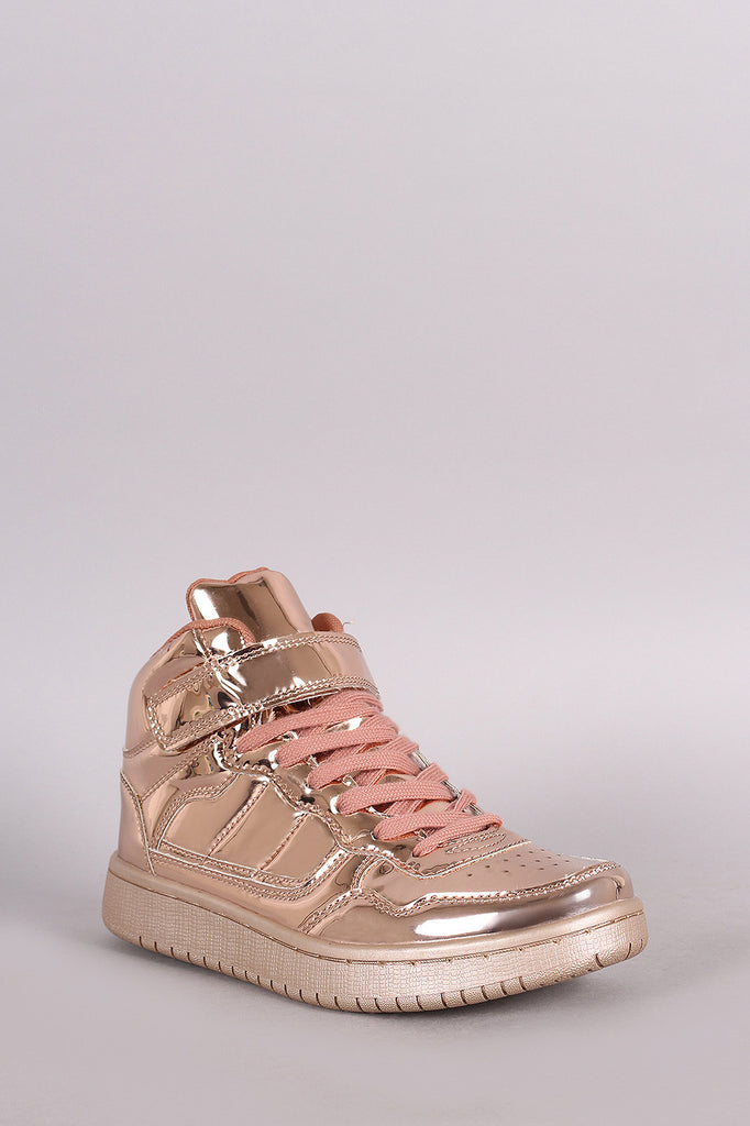 Mirror Patent Lace Up High Top Sneaker