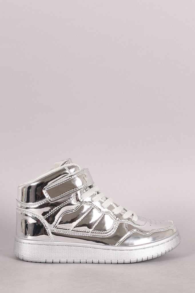 Mirror Patent Lace Up High Top Sneaker