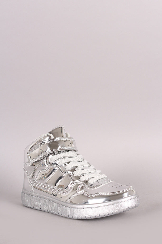 Mirror Patent Lace Up High Top Sneaker