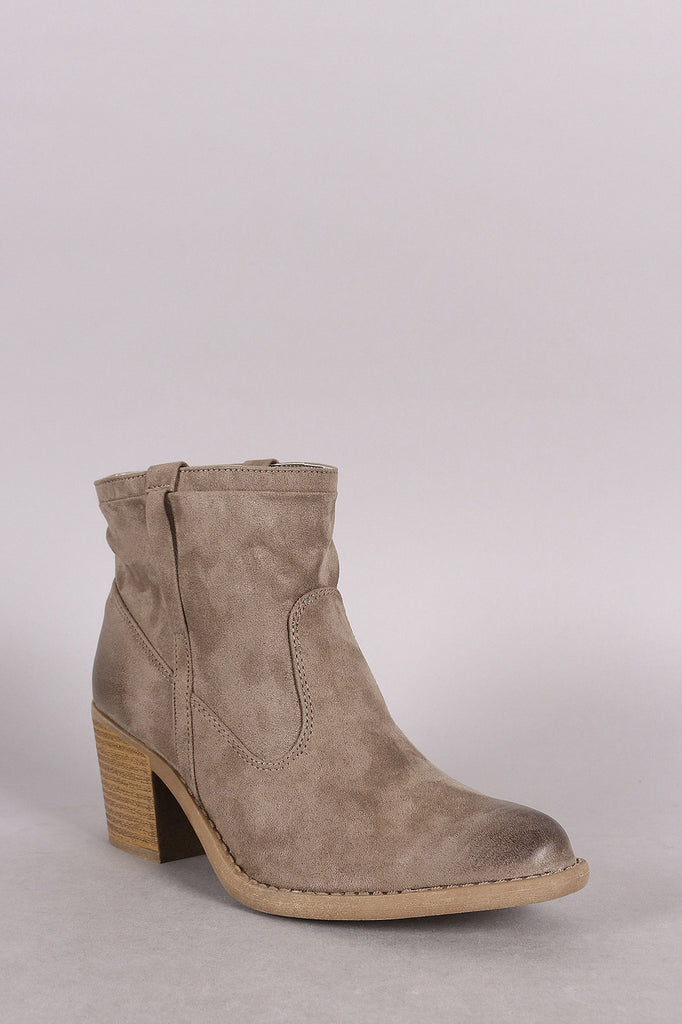 Qupid Suede Chunky Heeled Ankle Boots