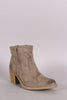 Qupid Suede Chunky Heeled Ankle Boots