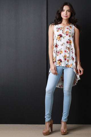 Floral Flare Keyhole Top