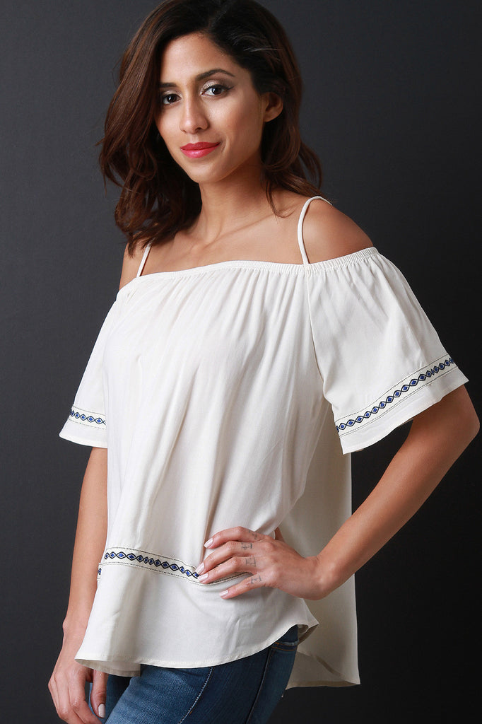 Short Sleeve Off Shoulder Peasant Top