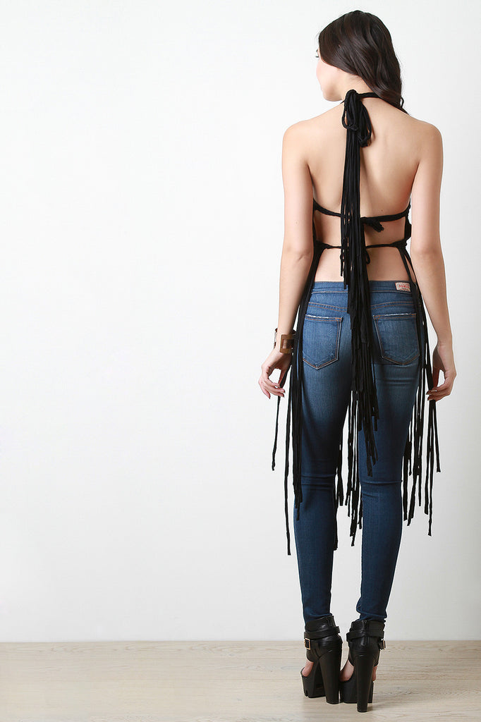 Macrame Long Fringe Tie Top