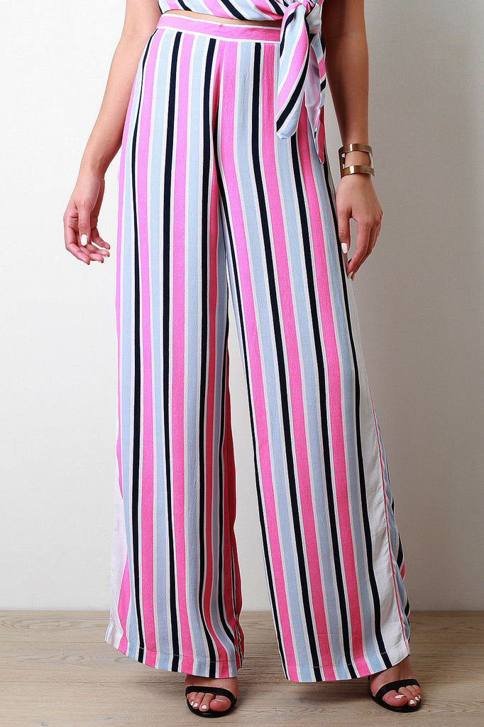 High Waist Relaxed Stripe Wide Leg Pant