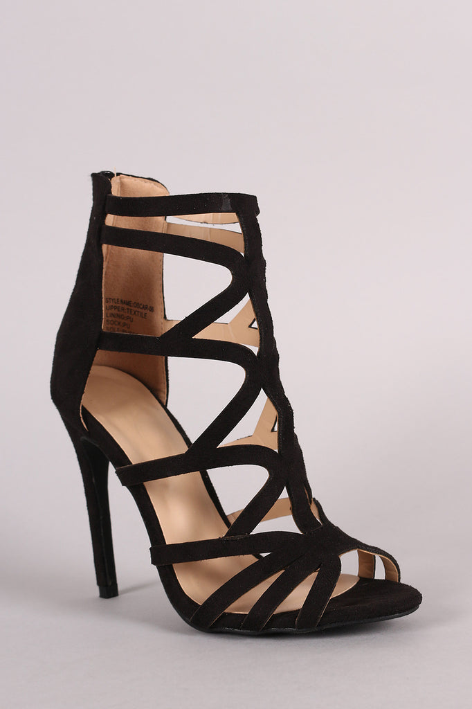 Suede Strappy Caged Stiletto Heel