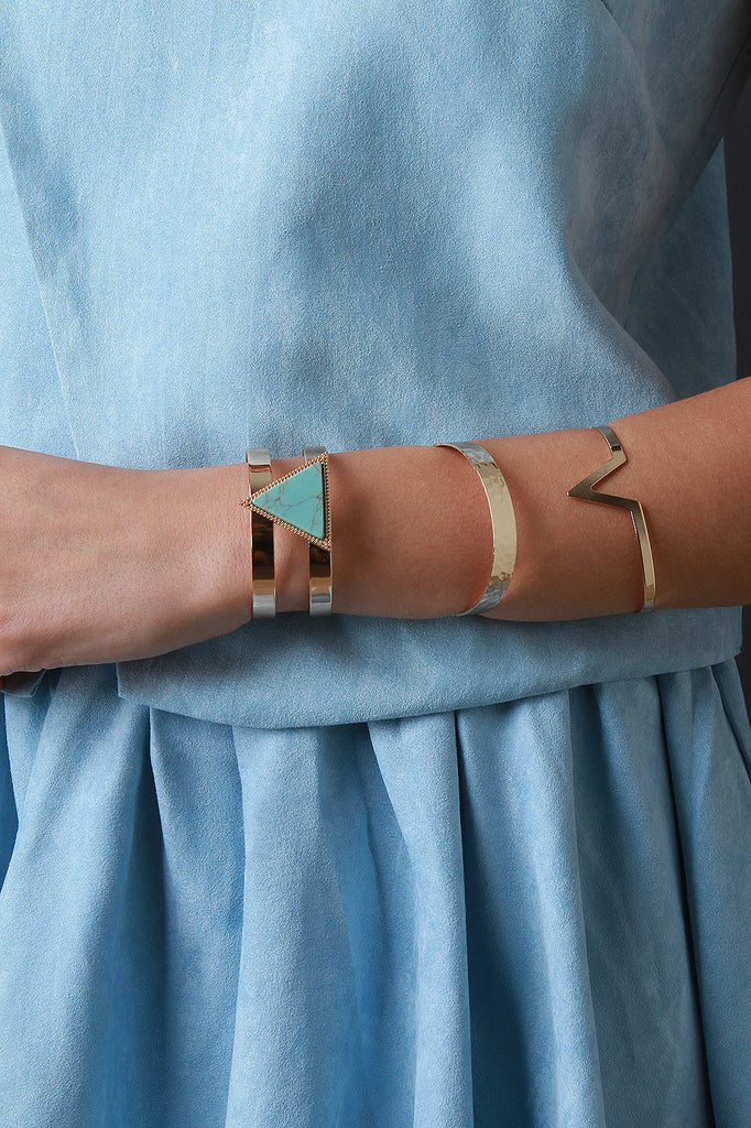 Marble Stone Cuff Bracelet Set