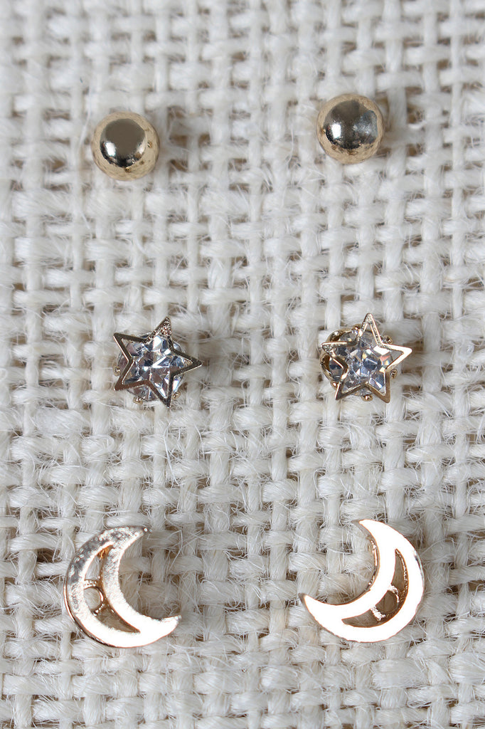 Moon And Stars Earring Set