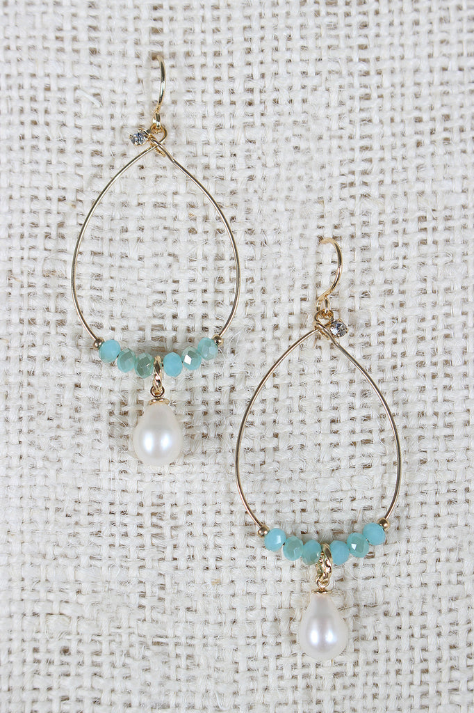 Stones And Pearl Dangle Earrings