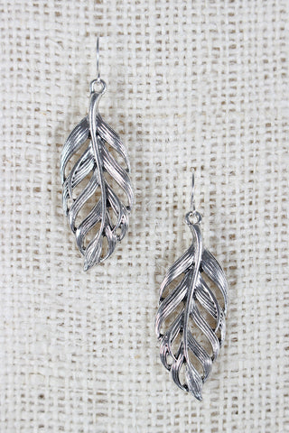 Metal Feather Charm Earrings