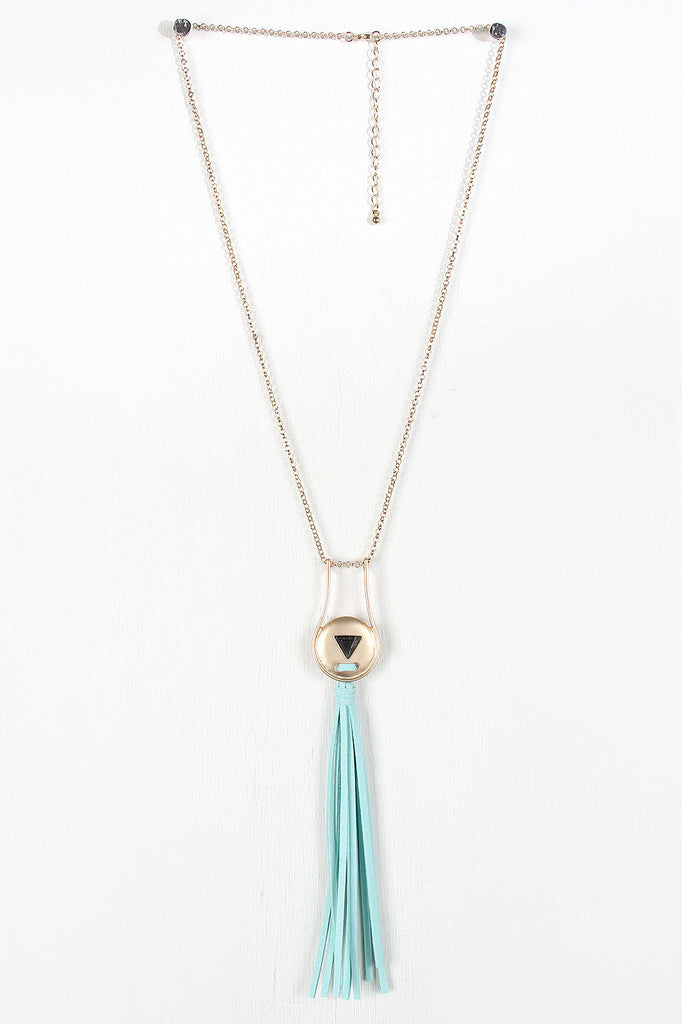 Stone Accent Fringe Tassel Necklace