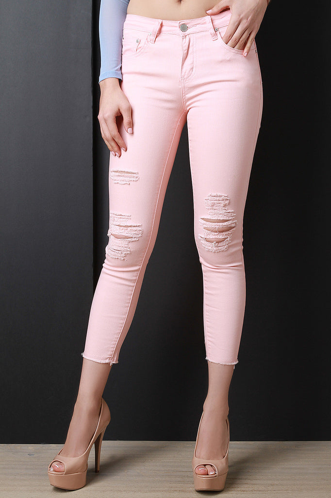 Low Rise Distressed Skinny Jeans