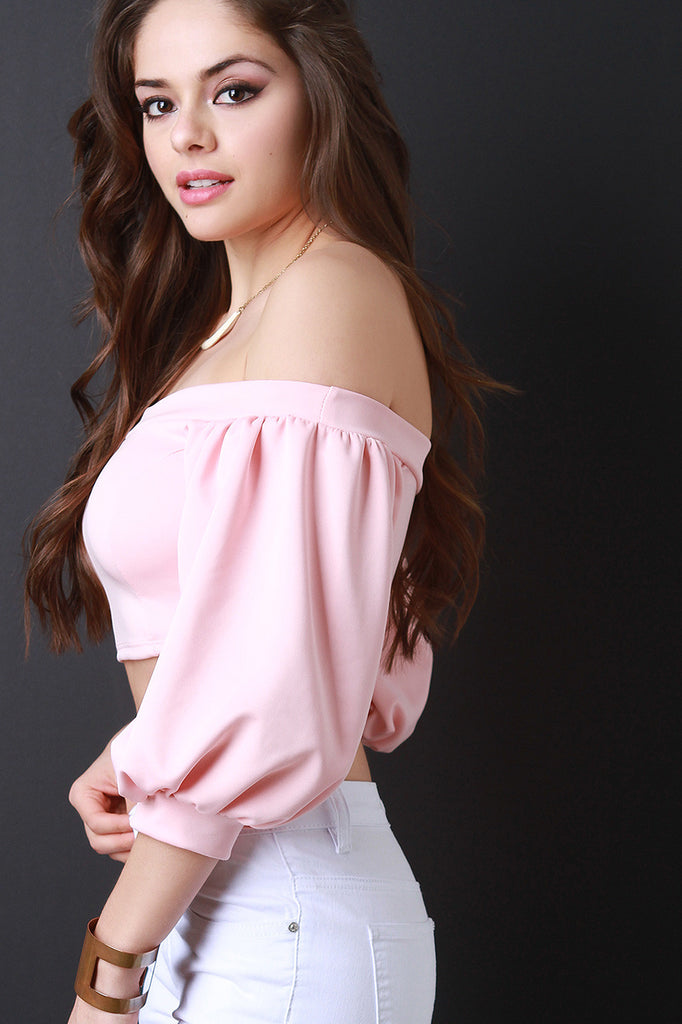 Off The Shoulder Puff Sleeve Crop Top