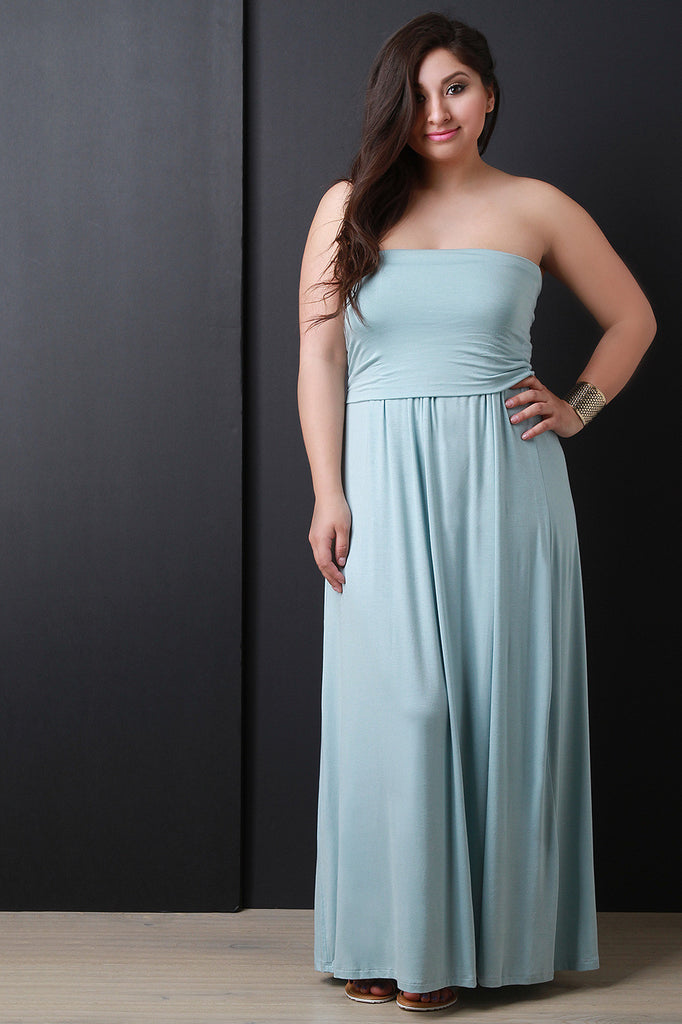 Solid Strapless Maxi Dress