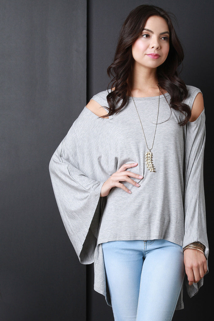 Jersey Knit Dolman Sleeves Cold Shoulder Top