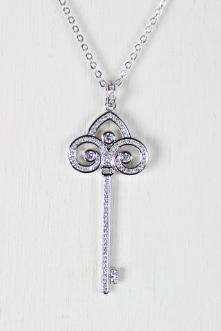 Rhinestone Key Pendant Necklace