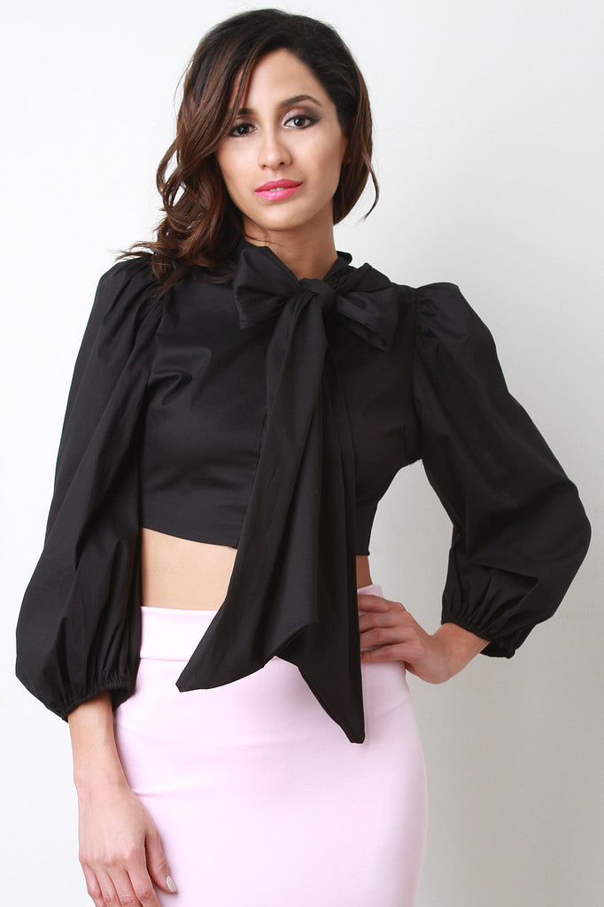 Long Sleeve Bow Crop Top