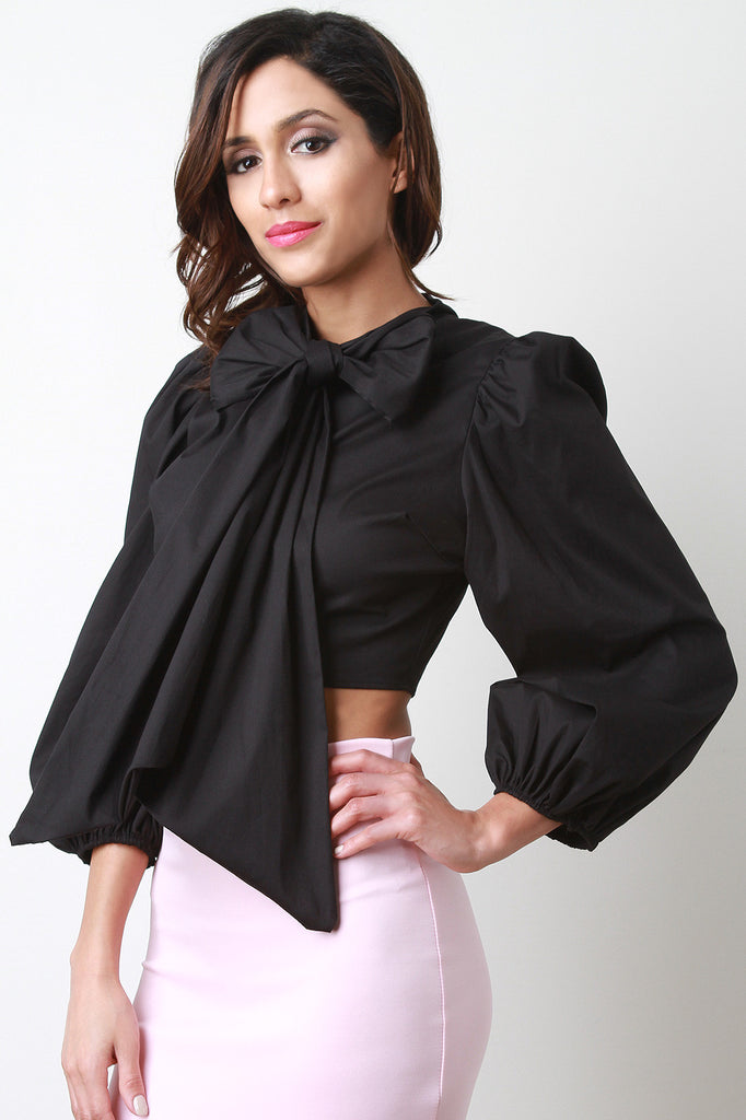 Long Sleeve Bow Crop Top