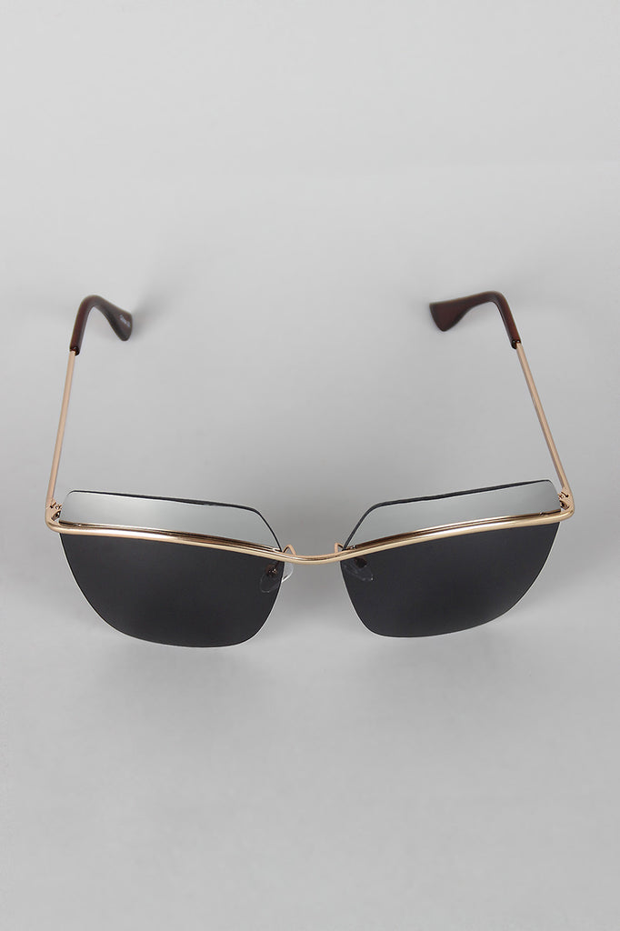 Two Tone Rimless Wide Sunglasses