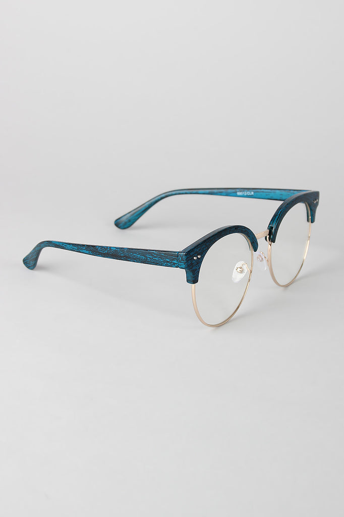 Faux Wood Horn Rimmed Glasses