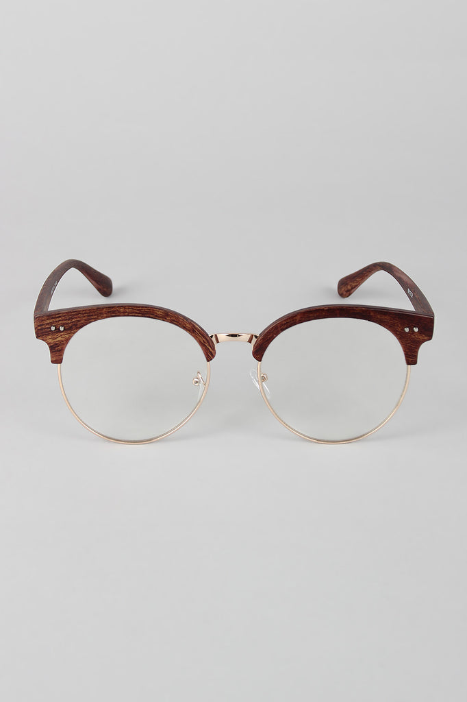 Faux Wood Horn Rimmed Glasses