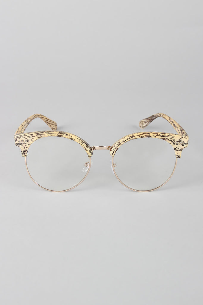 Faux Wood Horn Rimmed Glasses