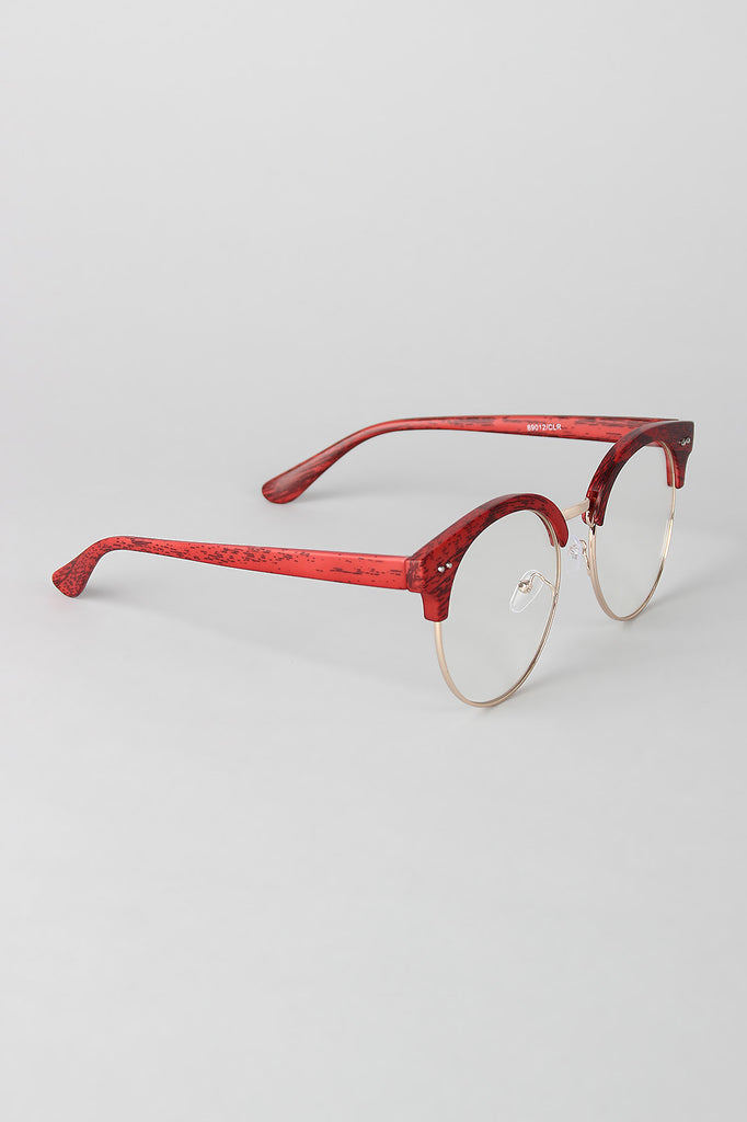 Faux Wood Horn Rimmed Glasses