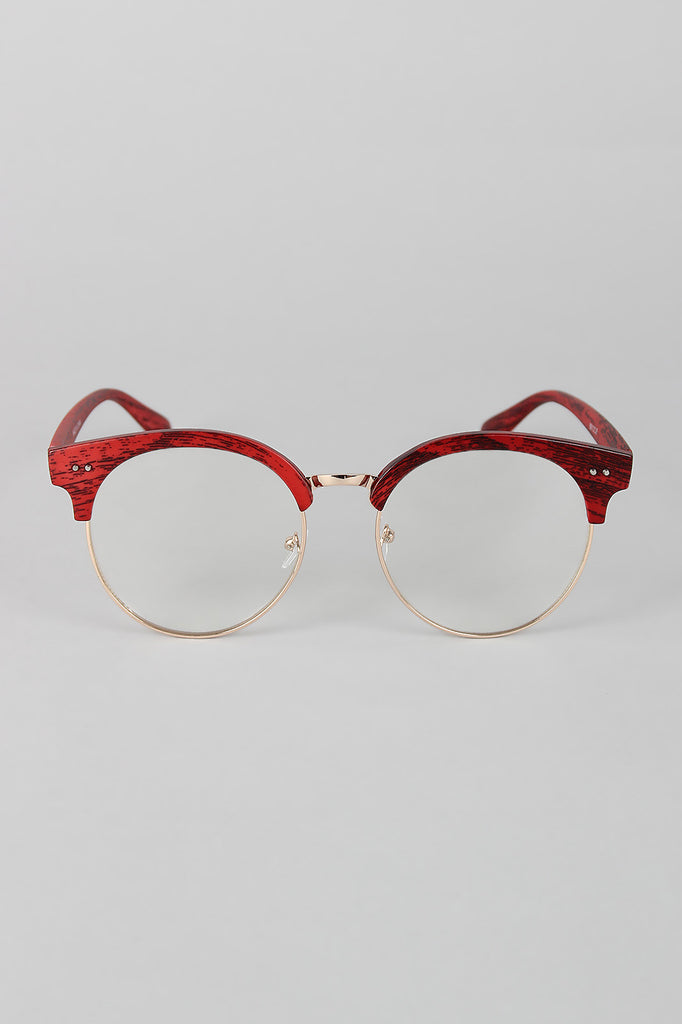 Faux Wood Horn Rimmed Glasses