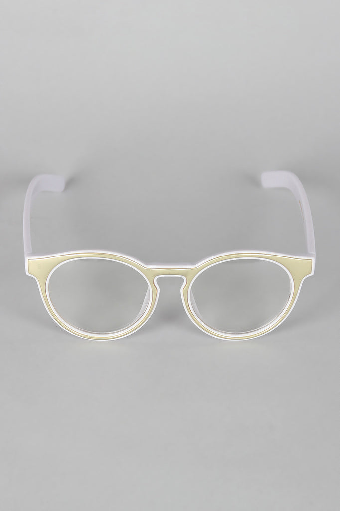 Horn Rimmed Metallic Accent Glasses